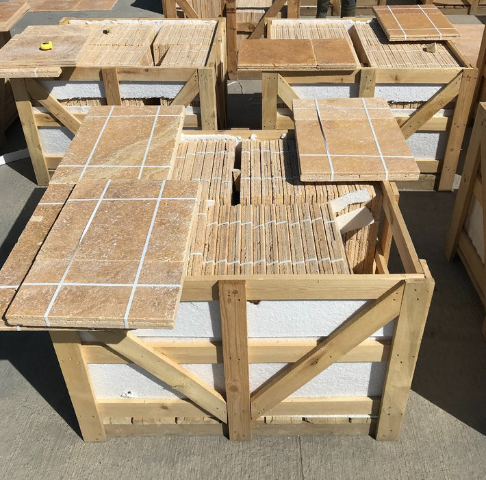 Golden Sienna Travertine Versailles Pattern - Tumbled
