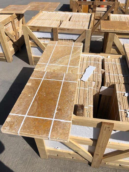 Tumbled Golden Sienna Travertine Versailles Pattern