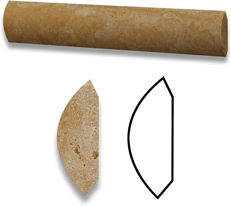 Golden Sienna Unfilled & Honed Travertine Liner - 1" x 6" Quarter Round
