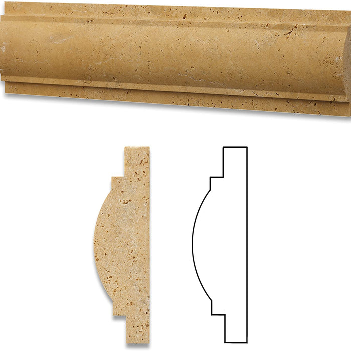 Golden Sienna Unfilled & Honed Travertine Molding - 3" x 12" Arch / Baldwin Molding