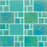 Full Sheet Sample - Aquatica Piazza Green Deco Block Random Glass Mosaic - 11.75" x 11.75" Textured