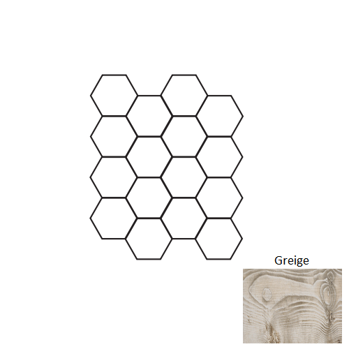 Full Sheet Sample - Real Charm Greige Hexagon Porcelain Mosaic - 3" Matte