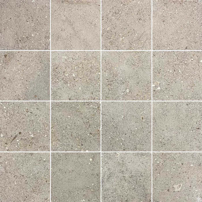 Full Tile Sample - Grey Azores Limestone Tile - 12" x 24" x 1/2" Bushed Hammered & Brushed