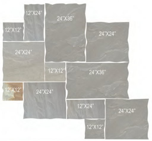 Grey Mist Natural Cleft Face & 4 Sides Sandstone Rock Face Jumbo Pattern - 12" x 12" x +/- 1 1/4"