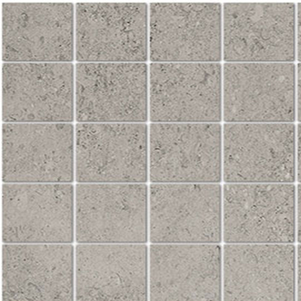 Full Sheet Sample - Shellstone Grey Porcelain Mosaic - 3" x 3" Matte