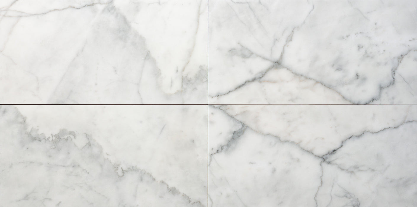 Treviluci White Marble Tile - 18" x 36" x 3/8" Polished