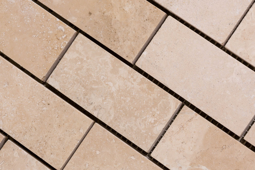 Chiaro Cross Cut Filled & Honed Travertine Mosaic