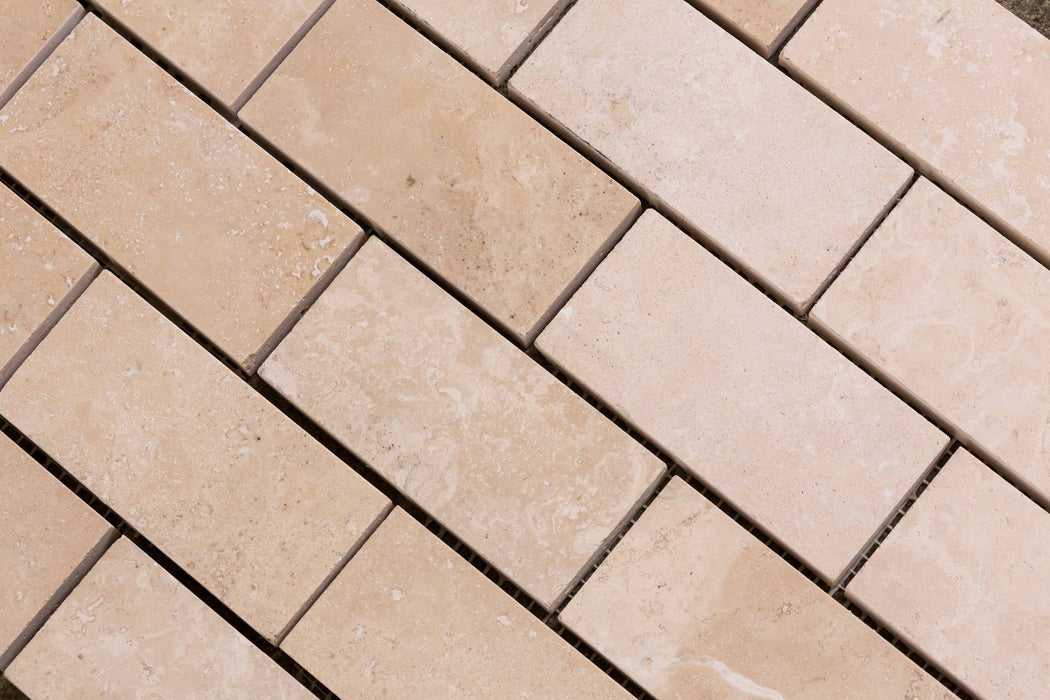 Filled & Honed Chiaro Cross Cut Travertine Mosaic