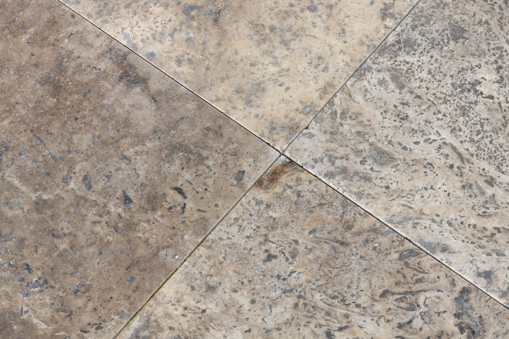 Filled & Honed Silver Classic Cross Cut Travertine Tile