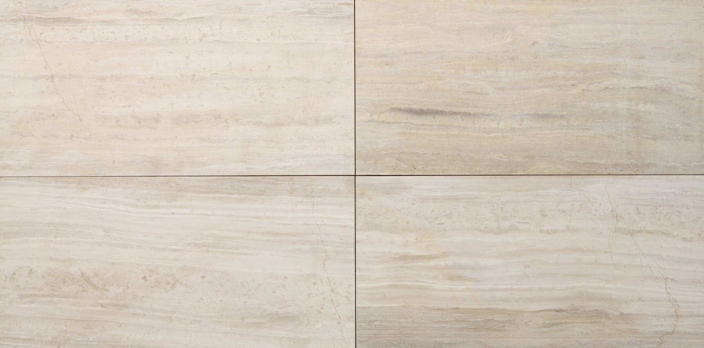 White Wood Marble Tile - 12" x 24" x 3/8" Polished