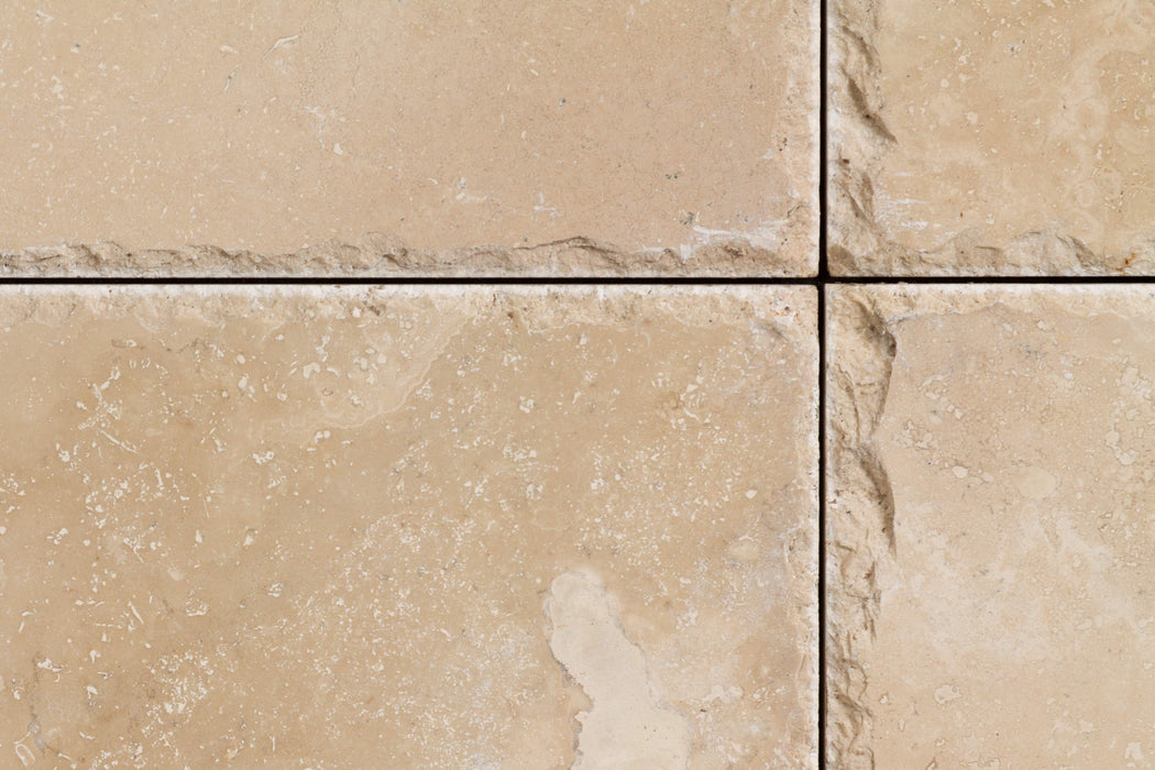 Romano Cross Cut Chiseled, Filled & Honed Travertine Tile