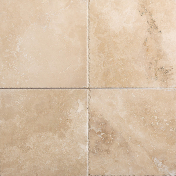 Romano Cross Cut Travertine Tile - 16" x 16" x 1/2" Chiseled, Filled & Honed