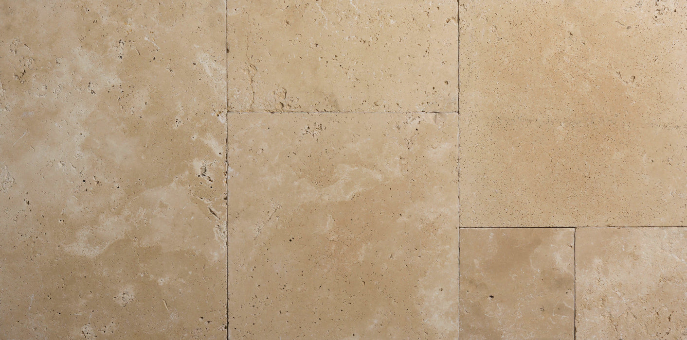 Caldirole Travertine Paver Versailles Pattern - Unfilled & Honed