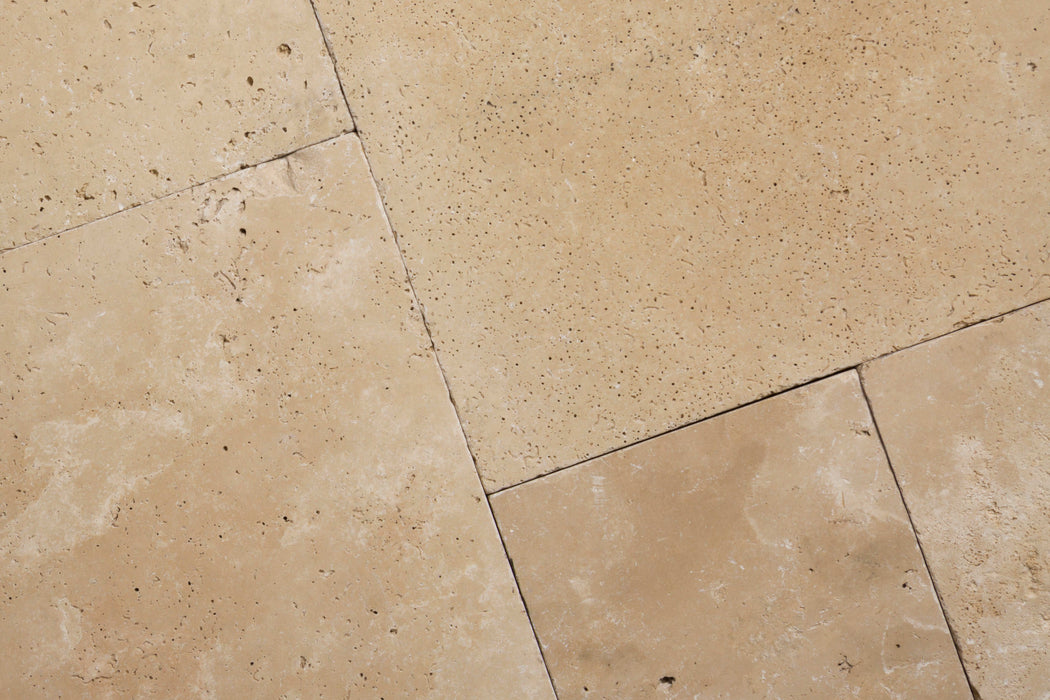 Caldirole Unfilled & Honed Travertine Paver Versailles Pattern