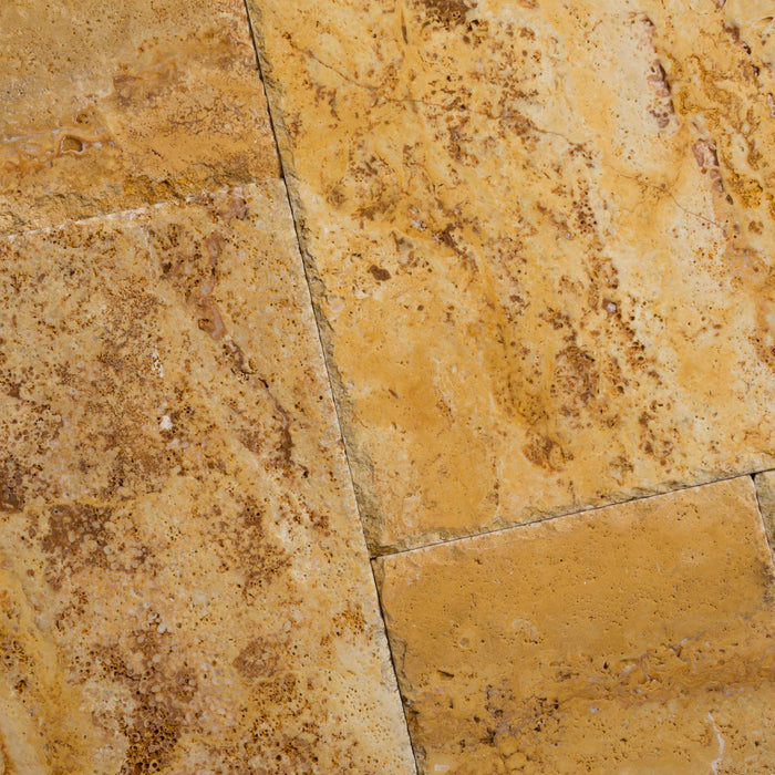 Siena Gold Cross Cut Travertine Versailles Pattern - Various Sizes x 3/8" Antique