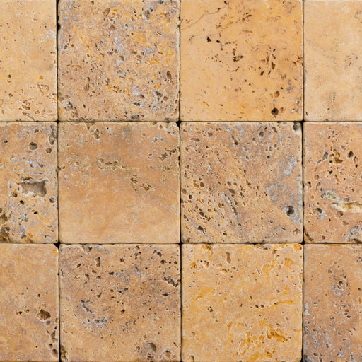 Istello Oro Marble Tile - 4" x 4" x 3/8" Tumbled