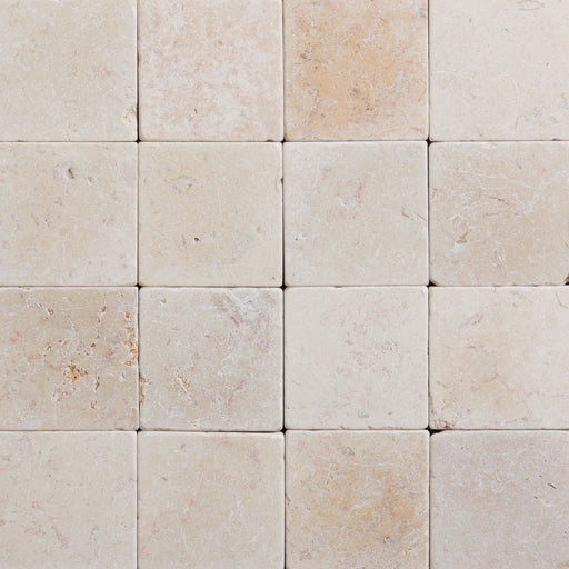 Seret Jerusalem Limestone Tile - 4" x 4" x 3/8" Tumbled