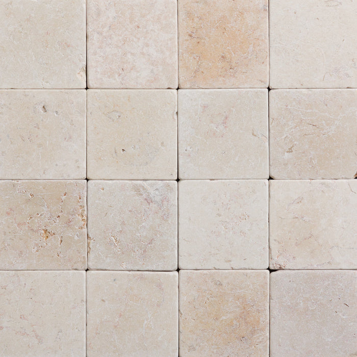 Seret Jerusalem Limestone Tile - 4" x 4" x 3/8" Tumbled