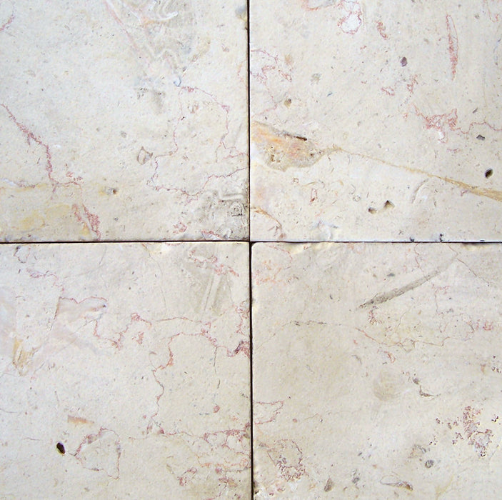 Jerusalem Beige Pink Limestone Tile - 8" x 8" x 3/4" Antique