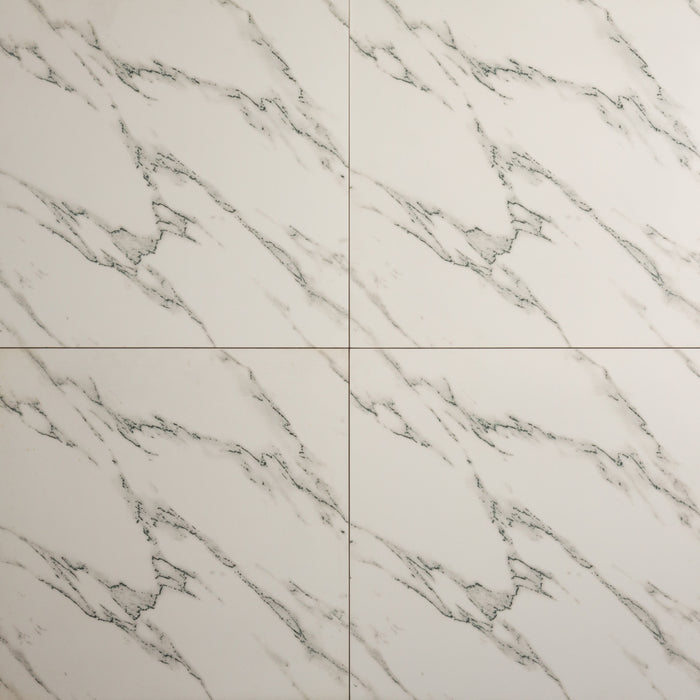 White Marblized Porcelain Tile - 24" x 24" x 1/4" Polished