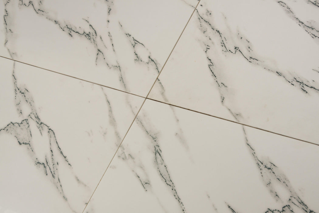 White Marblized Polished Porcelain Tile