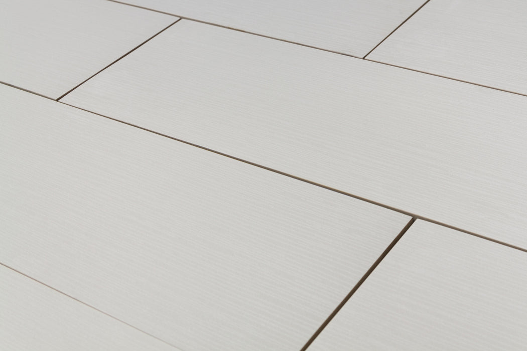 Satin Detotte Whte Porcelain Tile