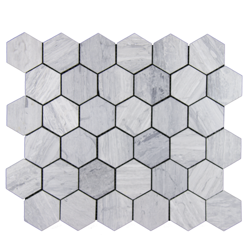 Haisa Blue Marble Mosaic - 2" Hexagon honed