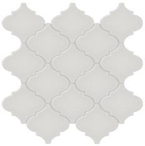 Full Sheet Sample - Soho Halo Grey Arabesque Ceramic Mosaic - 12" x 13.25" Glossy