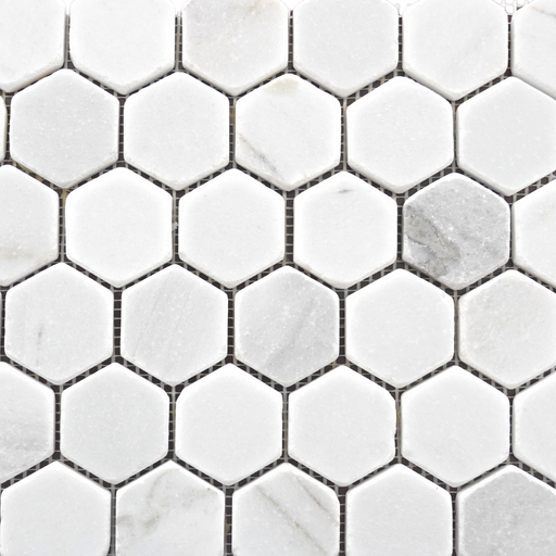 Calacatta Mix Marble Hexagon Mesh - 2" Polished