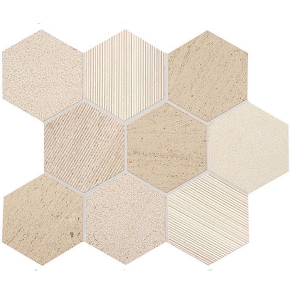 ascend stone-l101-cl-honest greige-4" hexagon-marble-mosaic