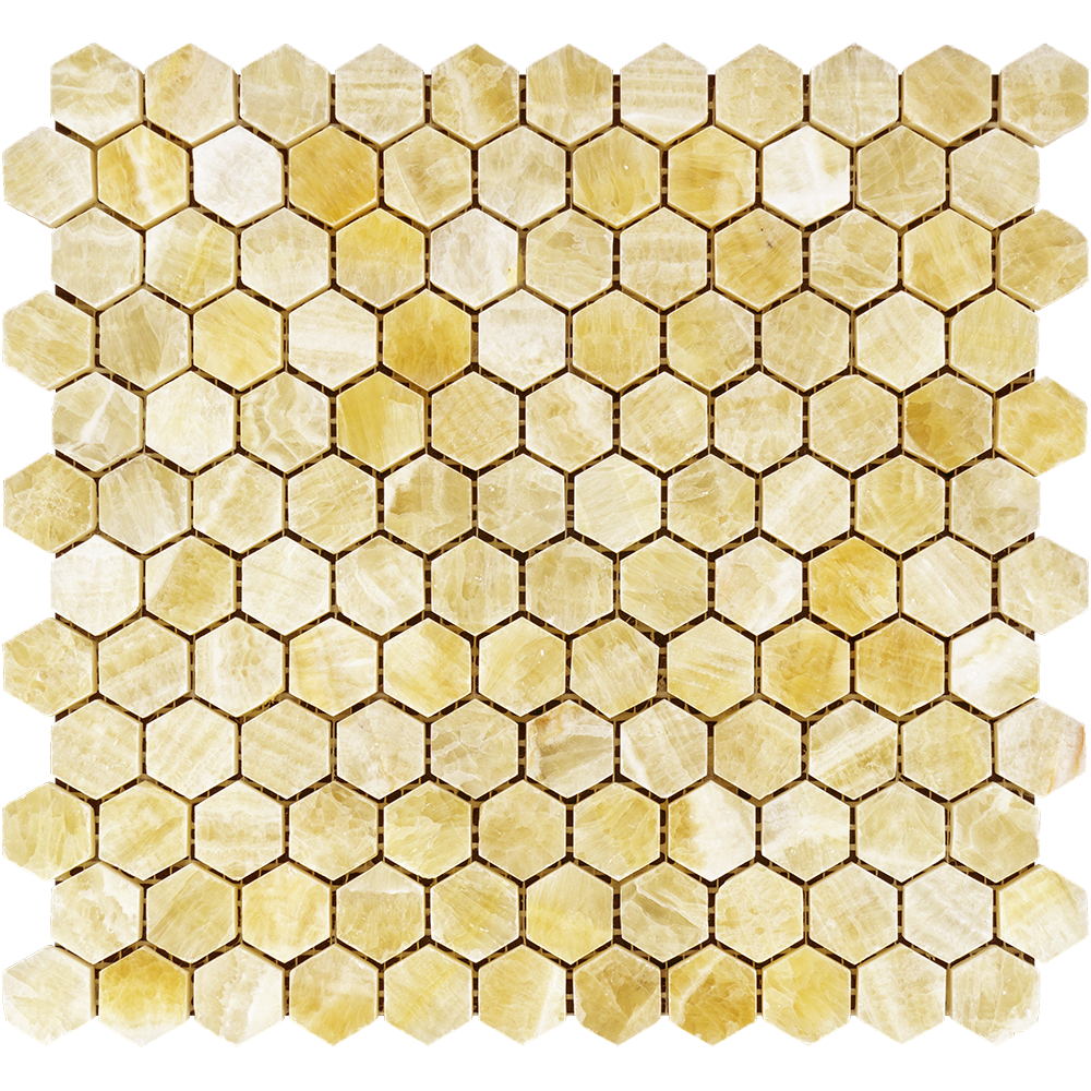 Honey Onyx Mosaic - 1" Hexagon Polished