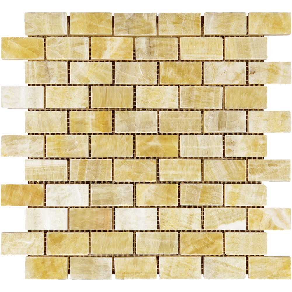 Honey Onyx Mosaic - 1" x 2" Brick Polished