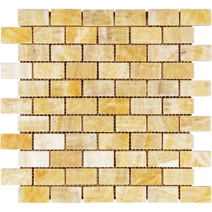 Honey Onyx Mosaic - 1" x 2" Brick Polished