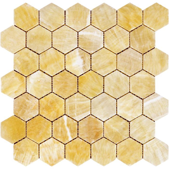 Honey Onyx Mosaic - 2" Hexagon Polished