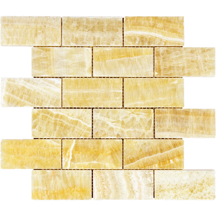 Honey Onyx Mosaic - 2" x 4" Brick Polished