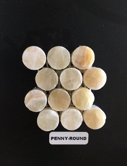 Honey Onyx Polished Mosaic - Penny Round