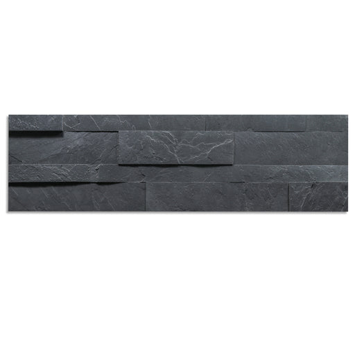 Shuttle Grey Peel & Stick Slate Veneer - 6" x 24" is available in a textured finish.