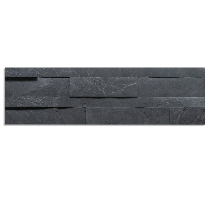 Shuttle Grey Peel & Stick Slate Veneer - 6" x 24" is available in a textured finish.