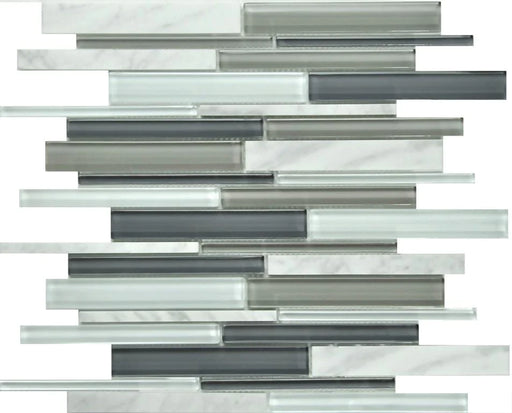 Icicle Interlocking  Marble & Glass Mosaic - Linear