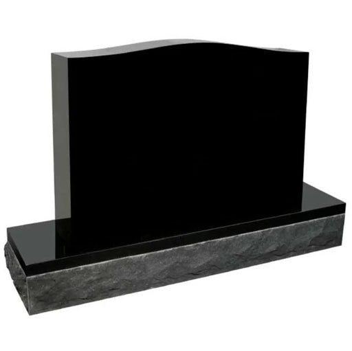 India Black Granite Headstone with Base - Polished & Natural Cleft