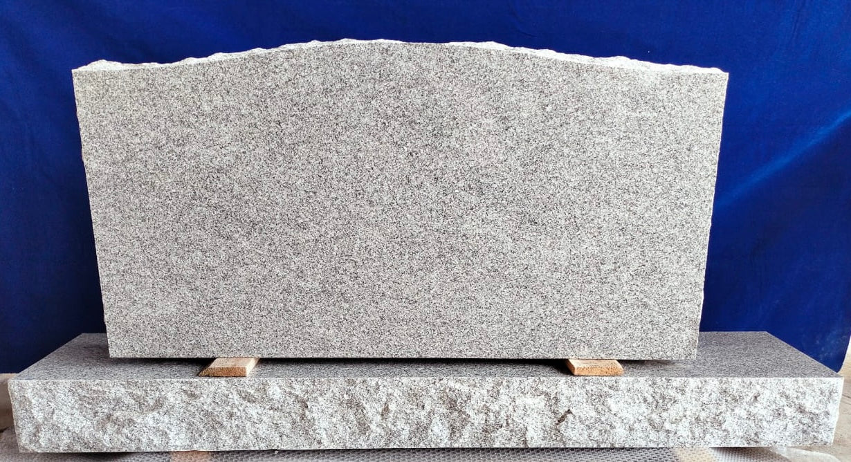 India Gray Granite Polished & Natural Cleft Headstone with Base