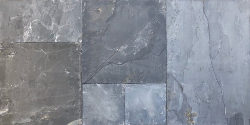 Black Slate Natural Cleft Face, Gauged Back Slate Versailles Pattern