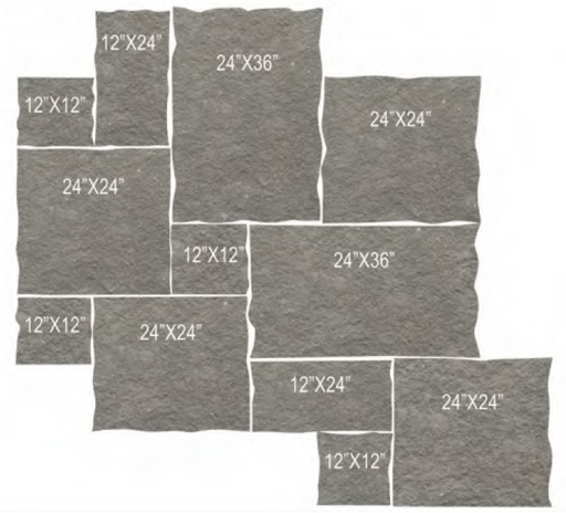 Indian Bluestone Natural Cleft Face & 4 Sides Limestone Rock Face Jumbo Pattern - 12" x 12" x +/- 1 1/4"