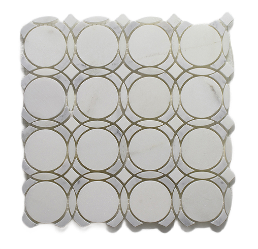 Infinity II Pure White / Carrara Polished & Honed Marble Mosaic - Infinity