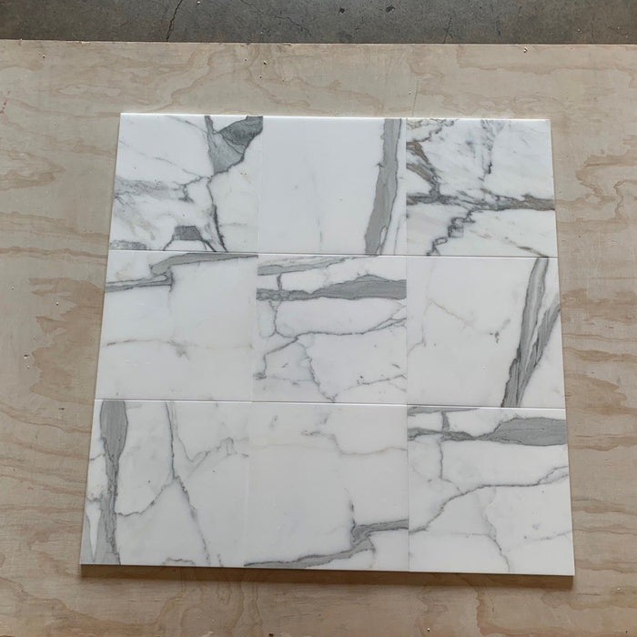 Italian Statuary White Marble Tile - 12" x 12" x 3/8" Polished