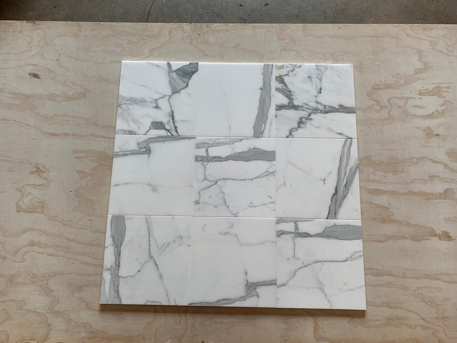 Italian Statuary White Marble Tile - 12" x 12" x 3/8" Honed