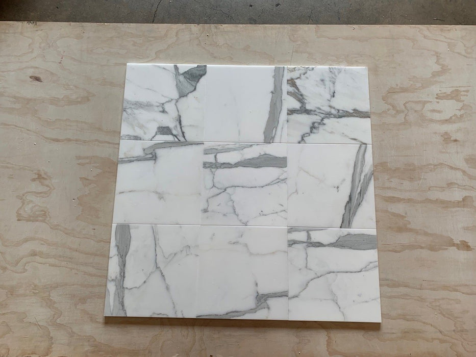 Italian Statuary White Marble Tile - 12" x 12" x 3/8" Polished