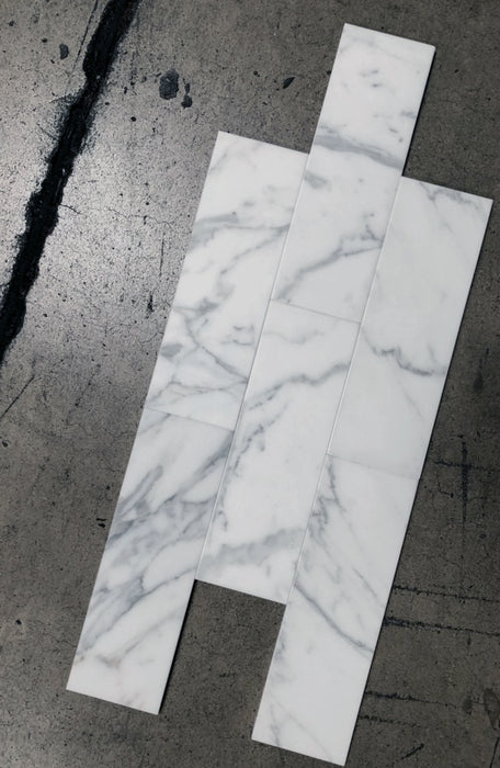 Italian Statuary White Marble Tile - 4" x 12" x 3/8" Polished