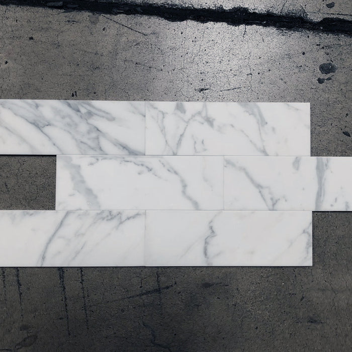 Italian Statuary White Polished Marble Tile - 4" x 12" x 3/8"
