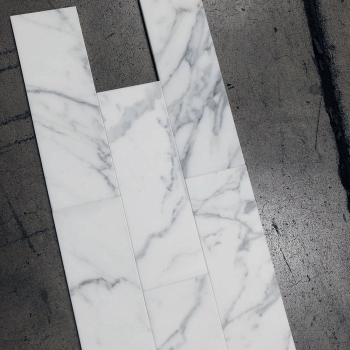 Italian Statuary White Marble Tile - 4" x 12" x 3/8"